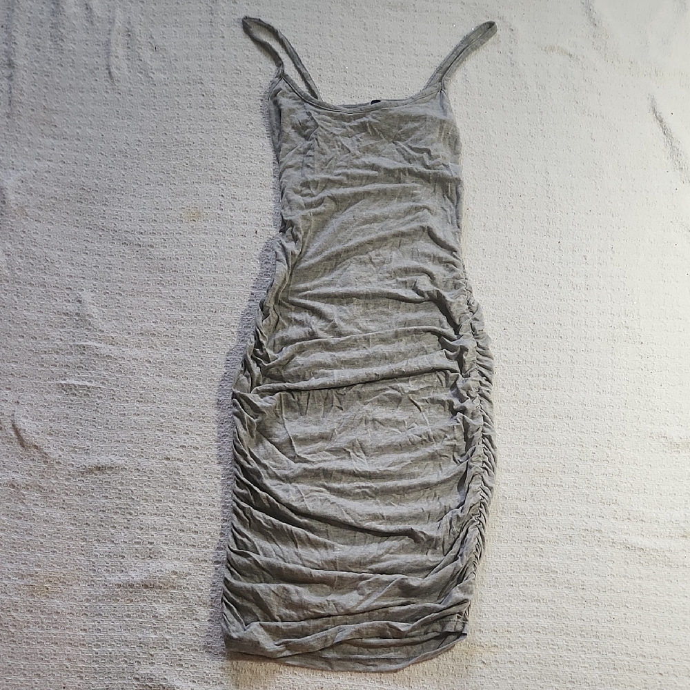 Elegant Gray Ruched Dress